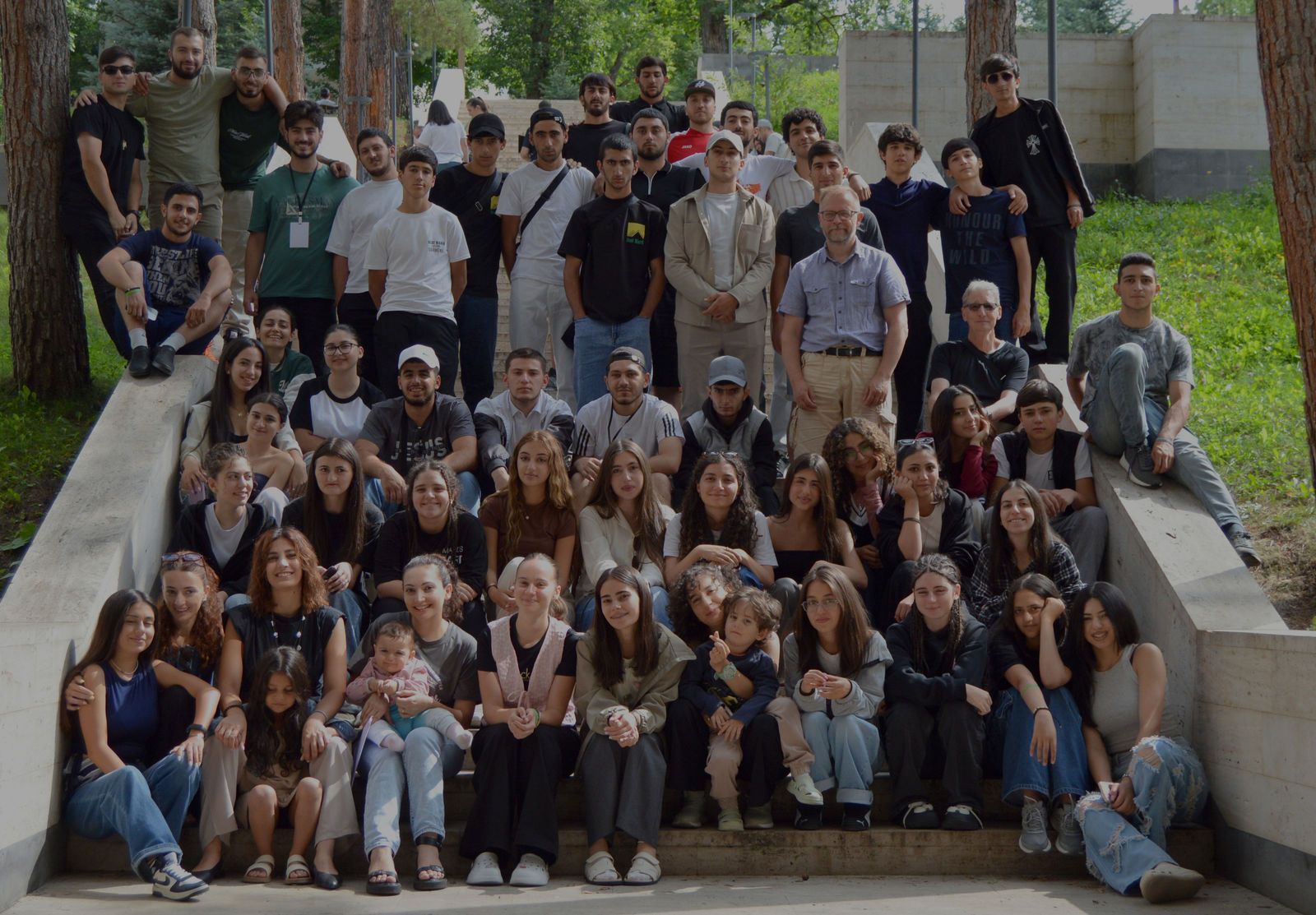 Crossroads students gathered together outdoors